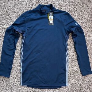 Under Armour Men’s Long Sleeve Compression Shirt - Navy Blue with Gray Accents